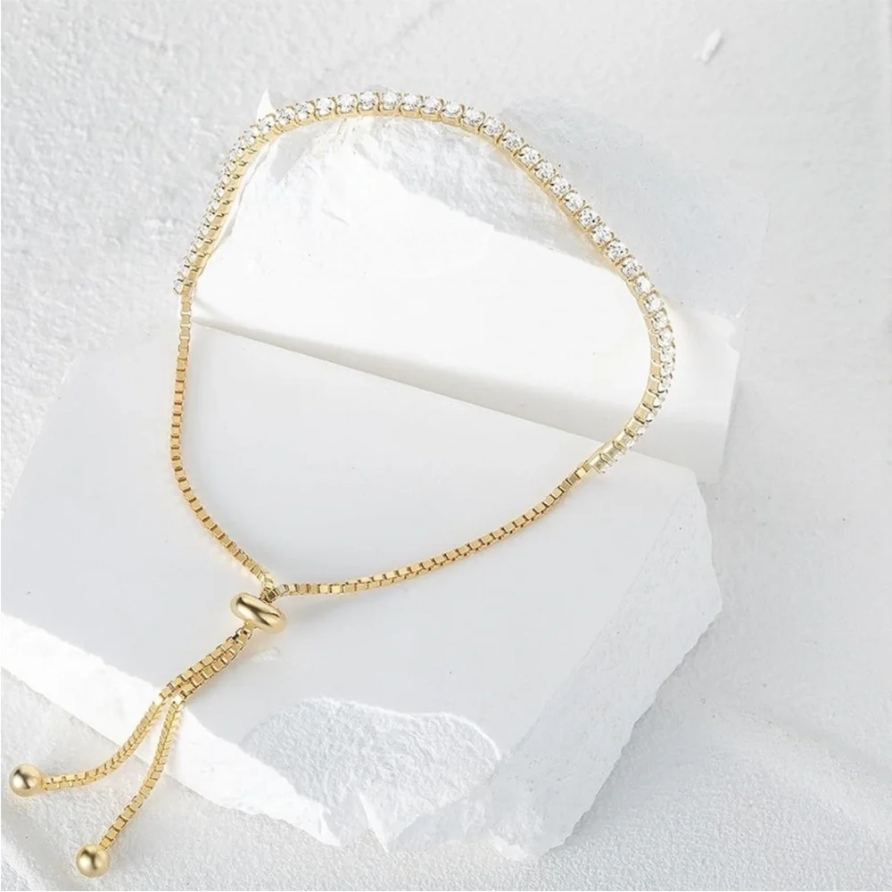 Anthropologie Gold Bracelet with Clear Crystal Details - Picture 4 of 6